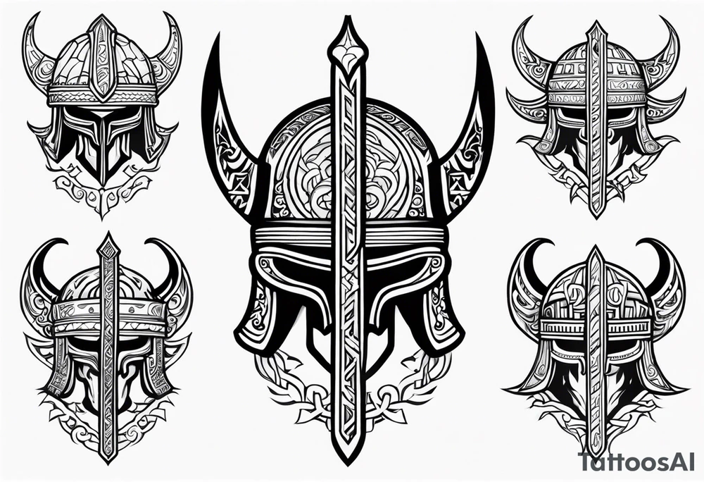 Valhalla viking helmet 
helmet tattoo idea