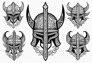 Valhalla viking helmet 
helmet tattoo idea