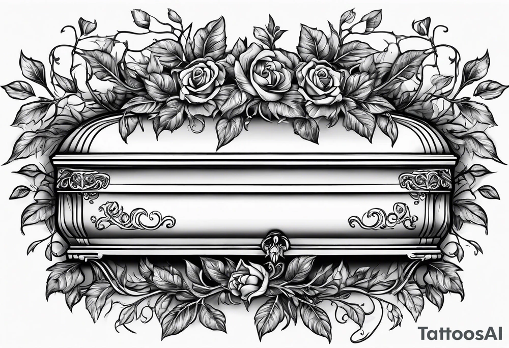 Leafy vines with casket tattoo idea