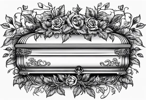 Leafy vines with casket tattoo idea