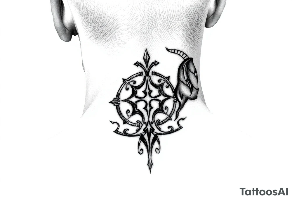 I would like a very small tattoo for behind the ear of the zodiac symbols for sagittarius and capricorn, in ONE combined tattoo tattoo idea