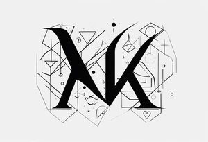 Generate small and minimalistic tattoo that includes the letters: A, K, E, O tattoo idea