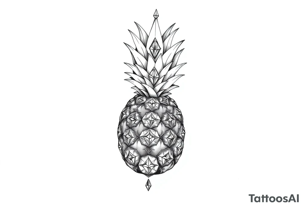 powerful pineapple with a crown,and diamonds tattoo idea