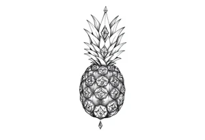 powerful pineapple with a crown,and diamonds tattoo idea