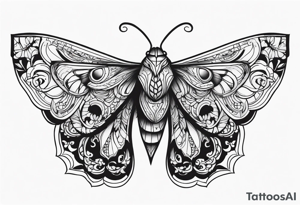 moth with wings tattoo idea