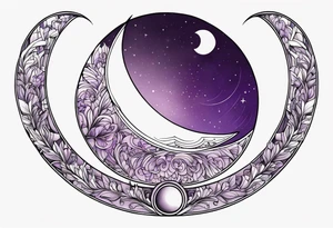 a crescent-shaped moon in amethyst tattoo idea