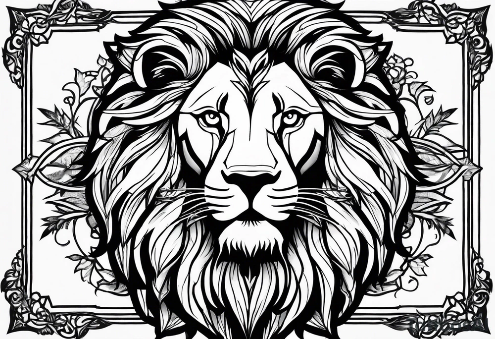 make me a lion tattoo in a rectangle frame tattoo idea