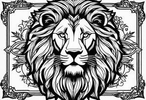 make me a lion tattoo in a rectangle frame tattoo idea