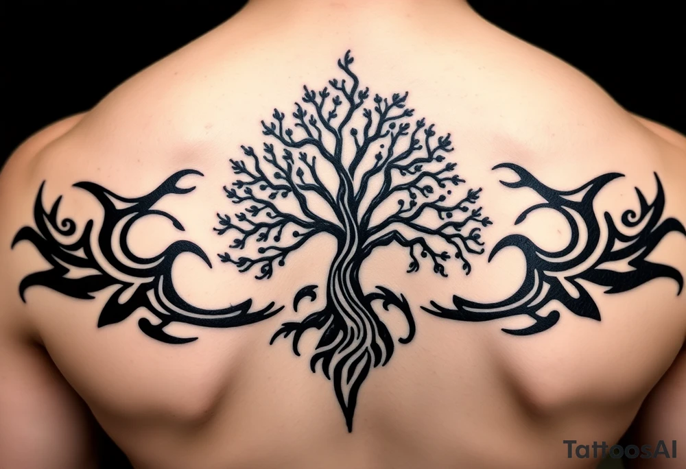 Tree moving in a spiral direction tattoo idea