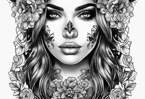 woman face with a skull tattoo idea