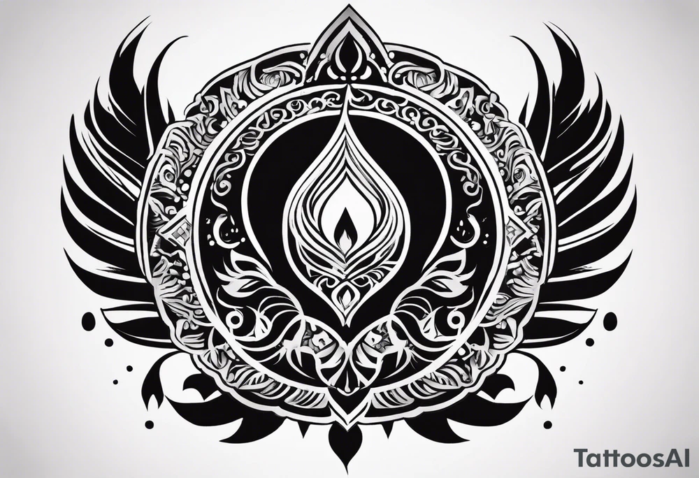 Tattoo ਨਿਰਭਉ ਨਿਰਵੈਰ written in Gurmukhi written text. Add fire and heart to symbolize strength and love tattoo idea