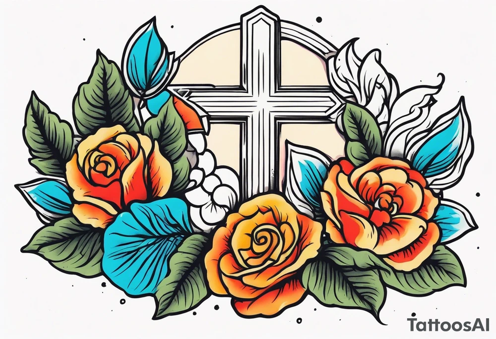 heaven vintage tattoo style old school traditional bold color tattoo idea
