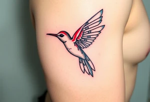 hummingbird with wings made of hieroglyphic symbols(only red , blue and black are possible colors) tattoo idea