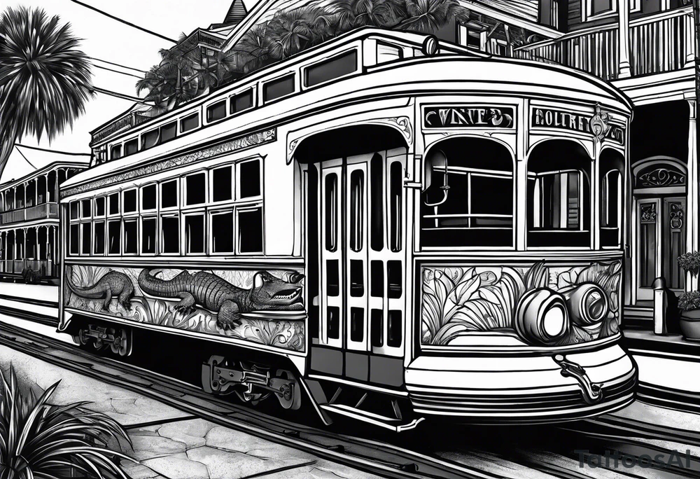 New Orleans, streetcar, alligator, Mardi gras tattoo idea