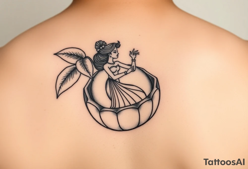 Simple lime in a coconut with a dancing girl tattoo idea
