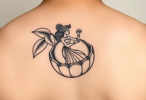 Simple lime in a coconut with a dancing girl tattoo idea