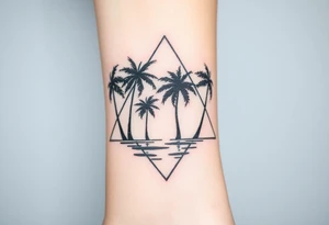 Palm trees silhouette, water, florida, all fit in a triangle tattoo idea