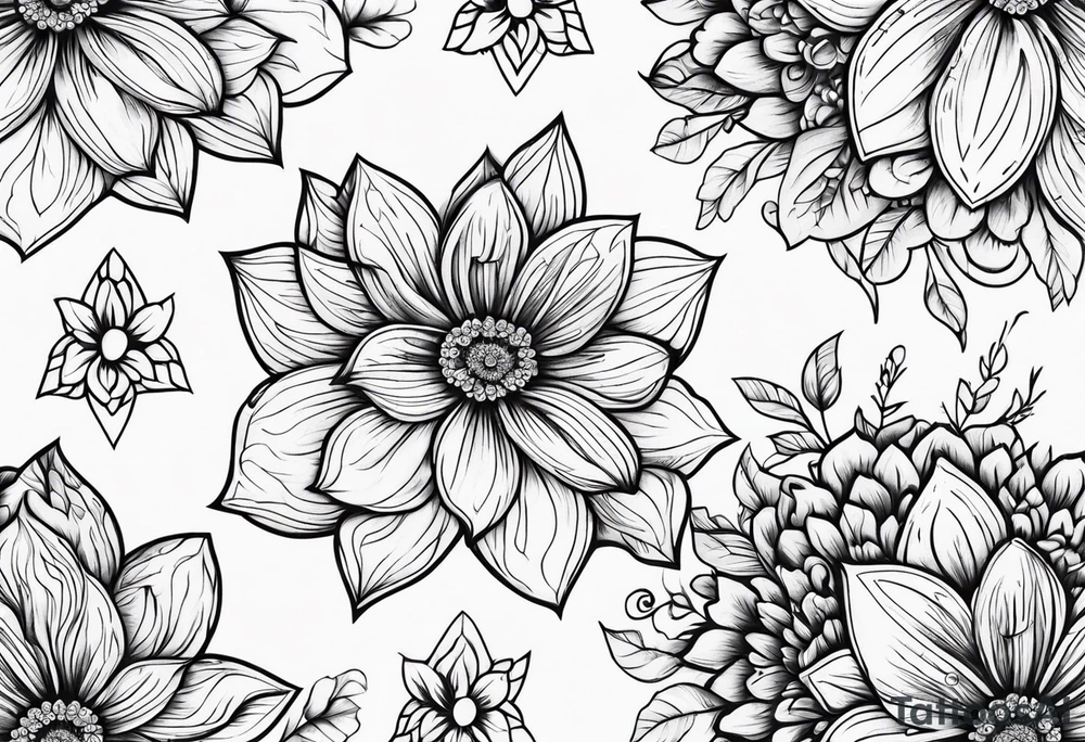 ornaments of flowers tattoo idea