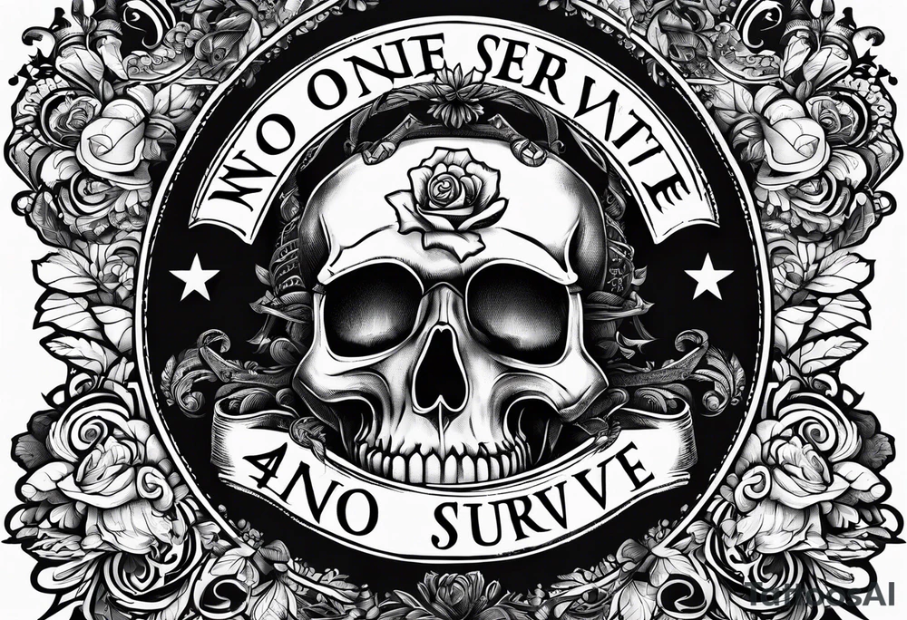 The number 44, around it the text “no one survive” tattoo idea