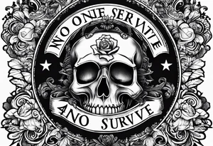 The number 44, around it the text “no one survive” tattoo idea