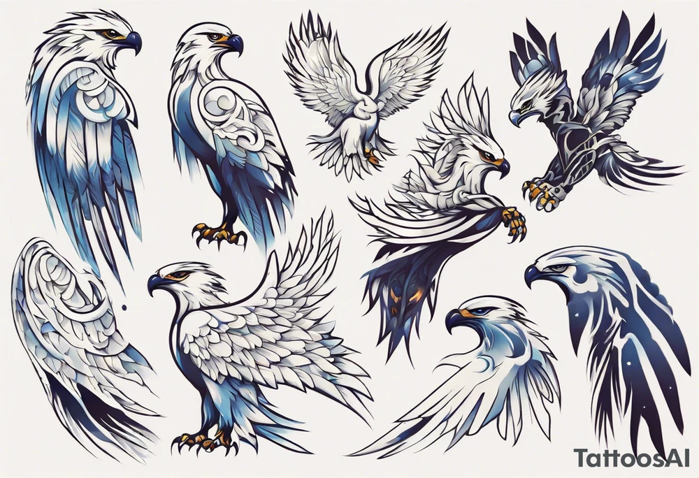 A spirit guide in the form of a white hawk tattoo idea
