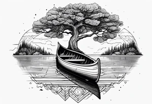 A canoe ends becoming a tree tattoo idea