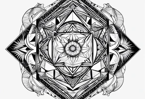 full sleeve tattoos for men with sacred geometry and tropical theme tattoo idea