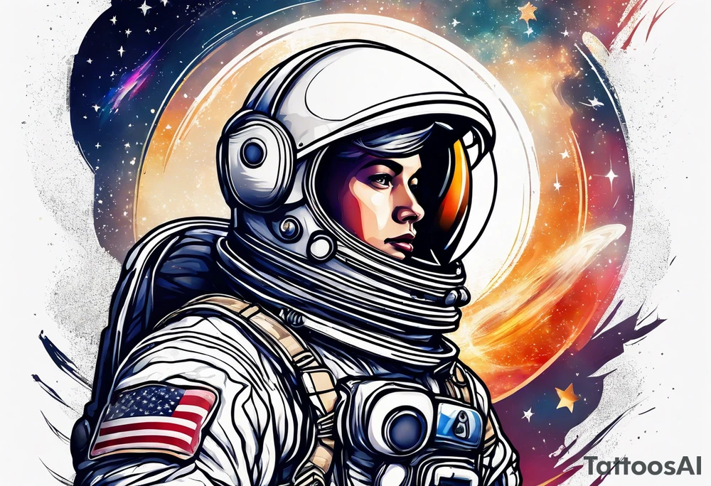 Astronaut with boxing gloves tattoo idea