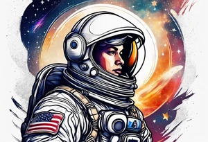Astronaut with boxing gloves tattoo idea