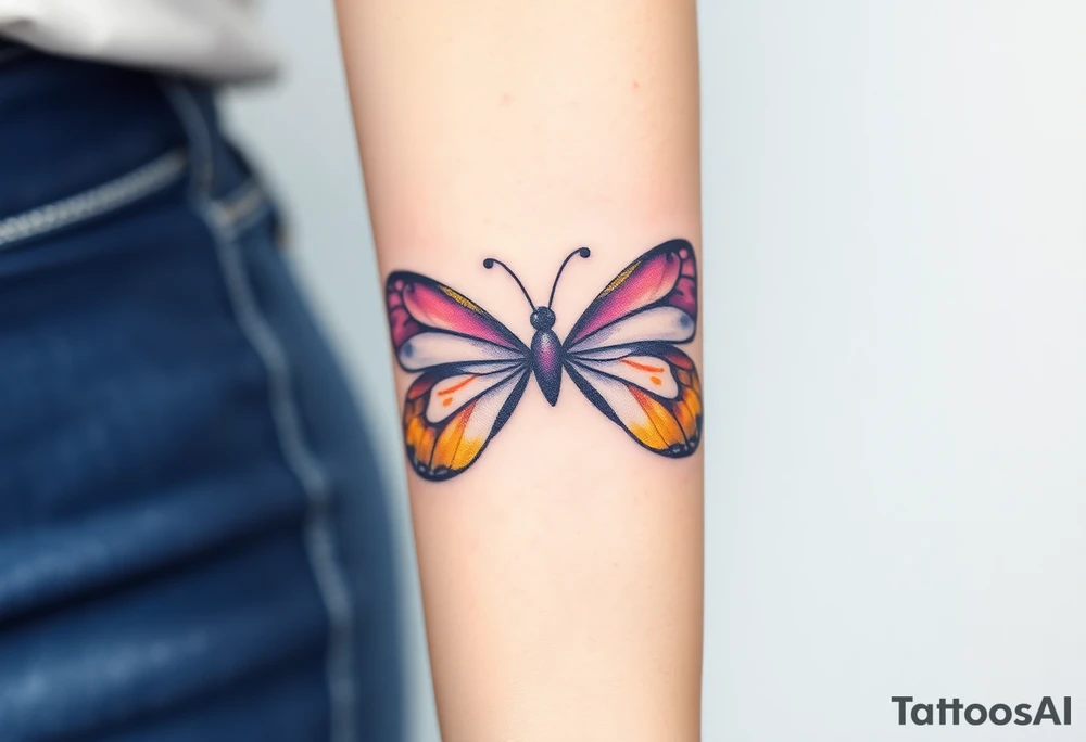 An infinity symbol created from delicate butterfly wings, with shades of purple and gold tattoo idea