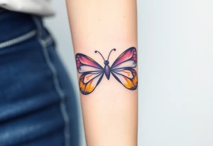 An infinity symbol created from delicate butterfly wings, with shades of purple and gold tattoo idea