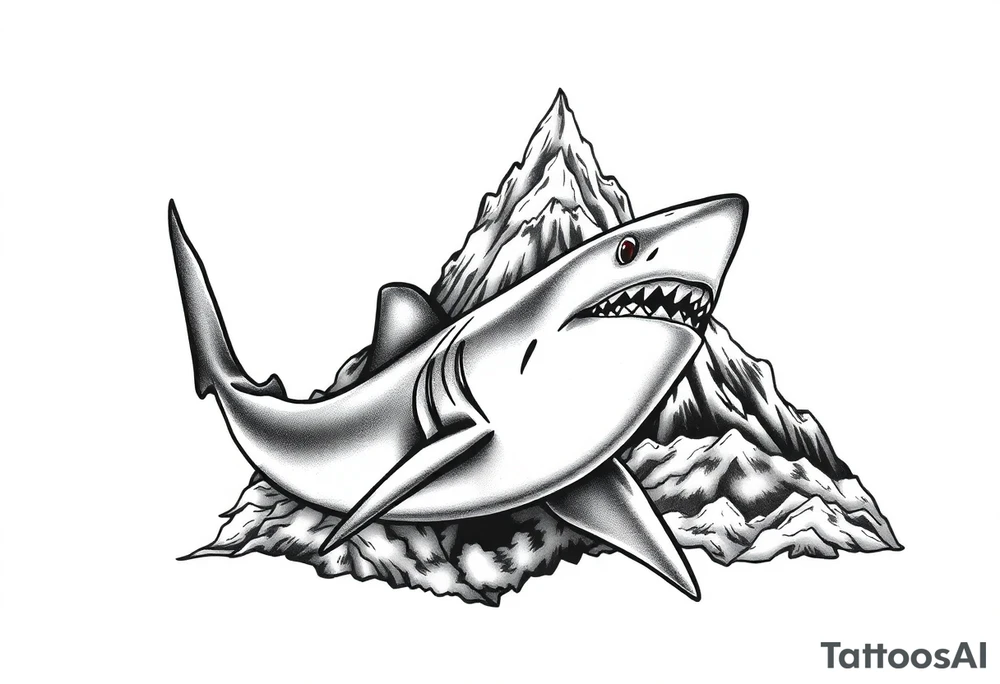 mountains and sharks tattoo idea