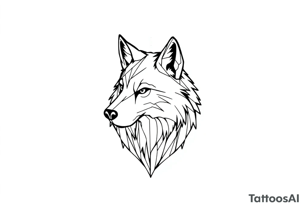 Geometric friendly wolf tattoo idea