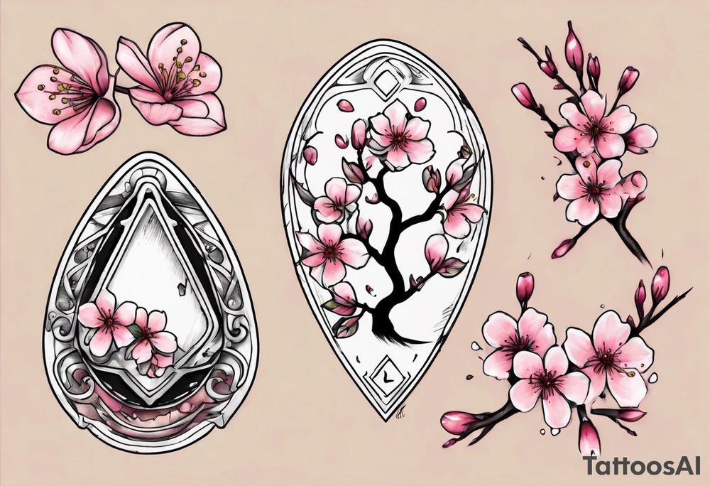 planchette with cherry blossoms tattoo idea
