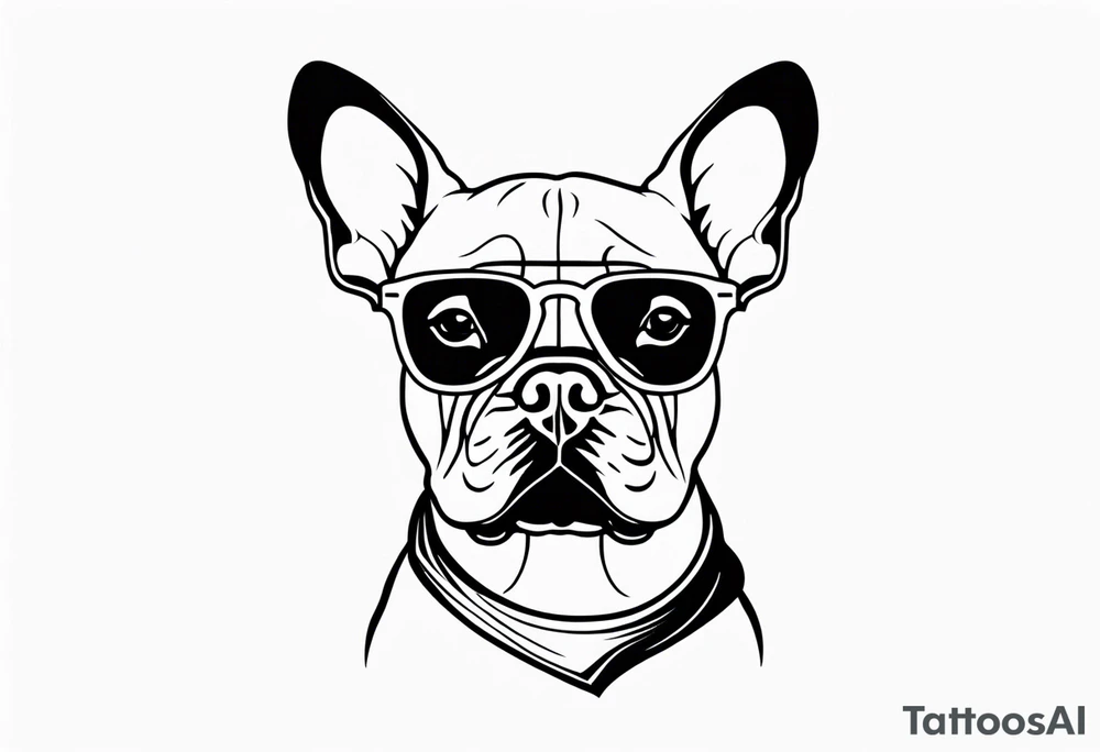 silhouette of french bull dog with glasses tattoo idea