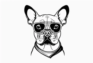 silhouette of french bull dog with glasses tattoo idea