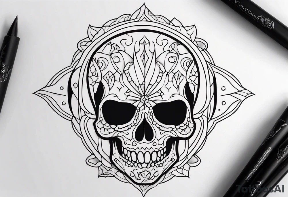 Creepy skull tattoo idea