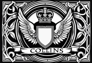 Collins family crest with Irish claddagh chest tattoo tattoo idea