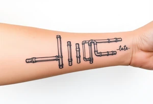 wide vertical System of thin pipes that transitions and transforms outwards of sides and end into thick, widespread 
veins of forearm tattoo idea