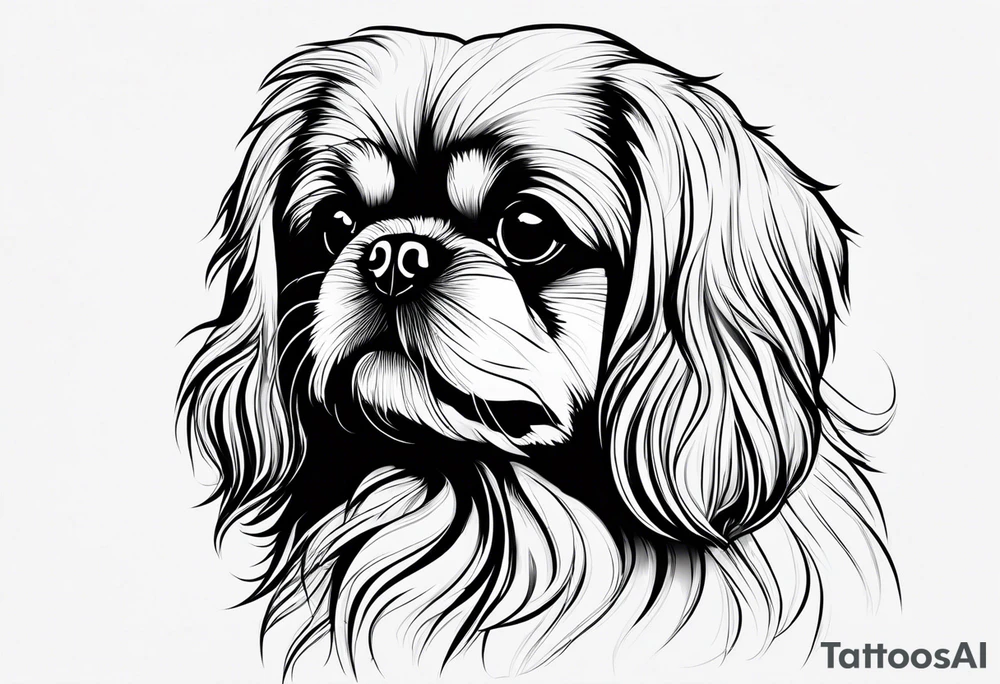 The contour of the face of a pekingese with shih tzu mixed race god. Nothing besides the face. As minimalist as possible. More minimalist! Make it a one line drawing. tattoo idea