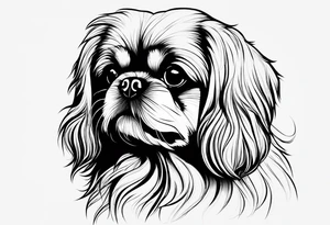 The contour of the face of a pekingese with shih tzu mixed race god. Nothing besides the face. As minimalist as possible. More minimalist! Make it a one line drawing. tattoo idea