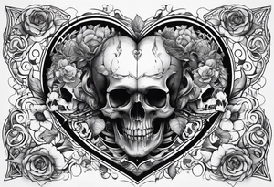 visceral heart fusioned with skull
half heart half skull tattoo idea