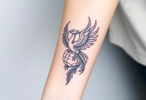 A phoenix rising out of a brain looking powerful tattoo idea