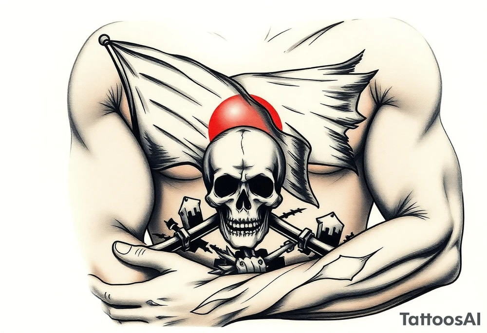 pirate flag, sun rise, tattoo idea