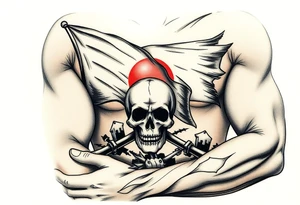 pirate flag, sun rise, tattoo idea
