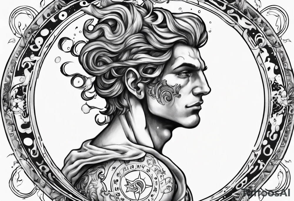 The Zodiac sign Aquarius in Human male form . tattoo idea