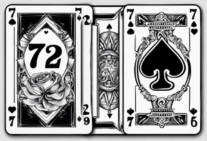 Number 7 and number 2 poker card, most outward facing card has a small grave on it tattoo idea