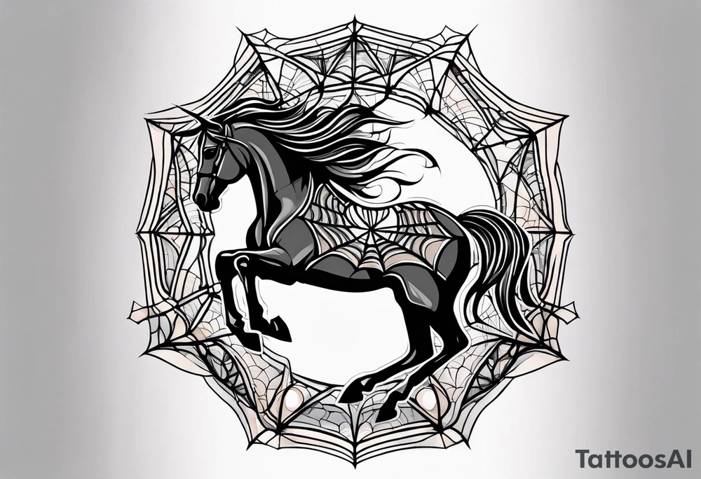 Spider web and horse shoe tattoo tattoo idea