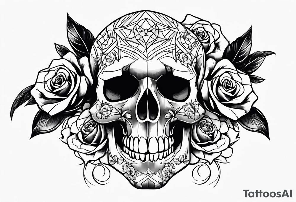 skull and roses tattoo idea