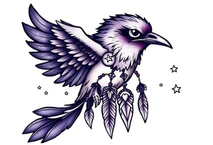 Raven dream catcher milky way moon shooting star tattoo idea